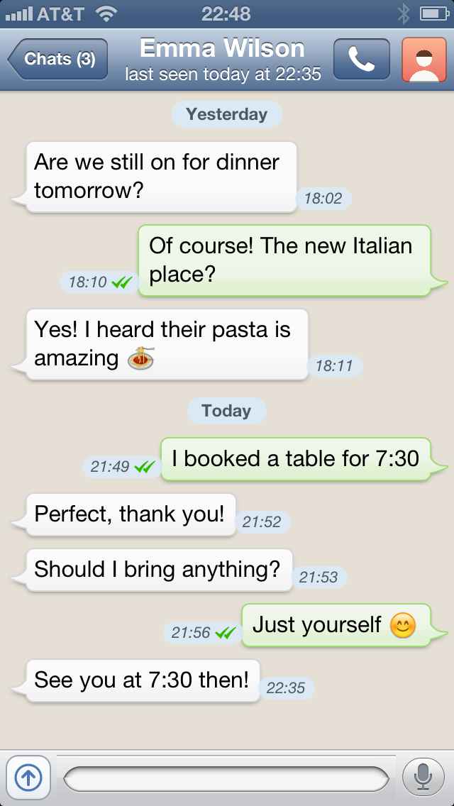 A chat in WA Classic on an iPhone 5